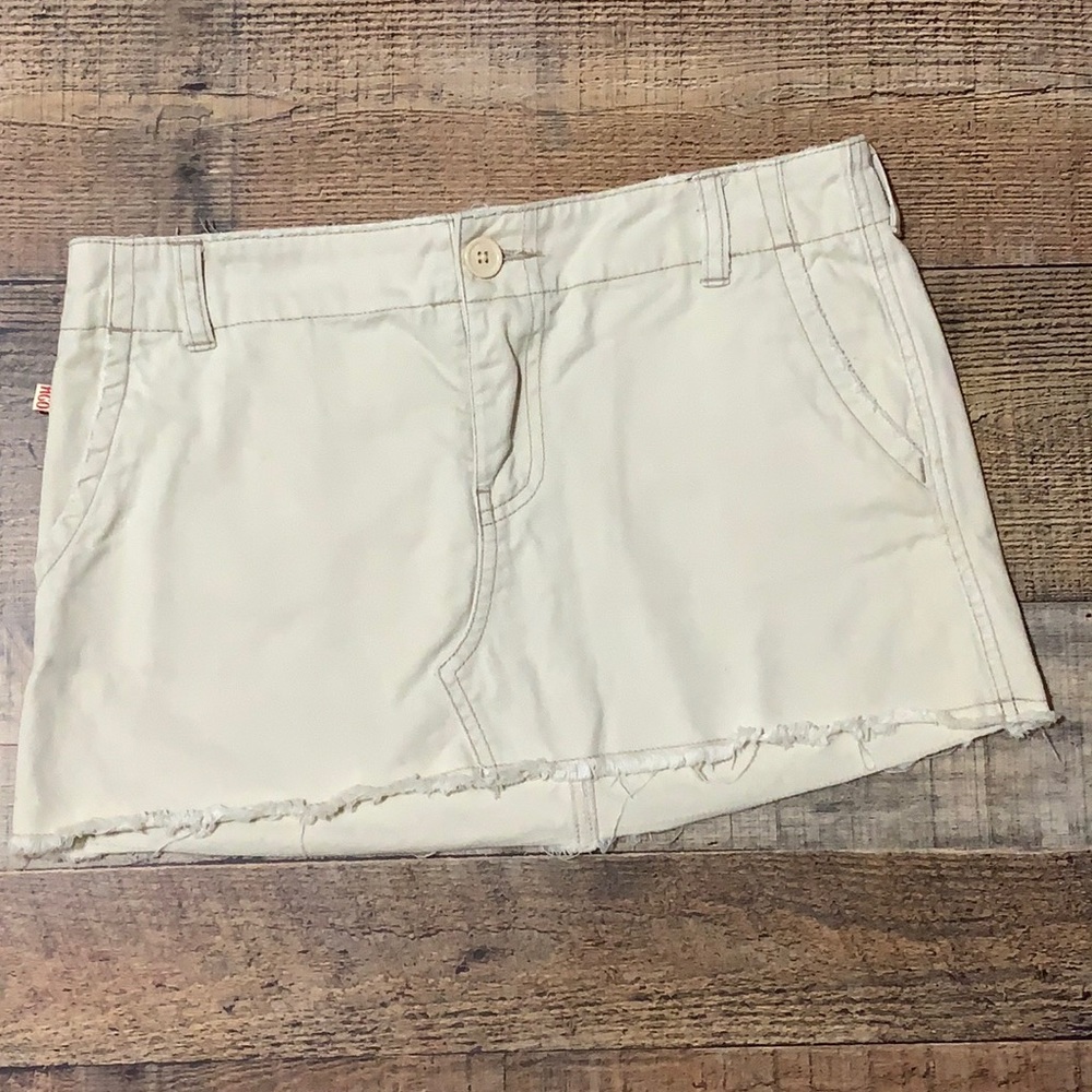 Hollister Vintage Micro Mini Skirt Khaki Raw Hem Y2K 90s
